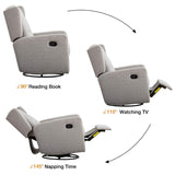 CANMOV Swivel Rocker Recliner Chair, Nursery Glider Chair, Nursery Rocking Chairs, Manual Reclining Chair, Grey CANMOV