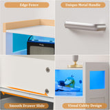 White Dresser for Bedroom with 6 Drawers, LED Dressers & Chests of Drawers with Power Strip, Modern Dressers Wide Storage for Bedroom Closet Whalefall