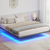 LUSIMO King Size Floating Bed Frame with LED Lights & Under-Bed Storage, Heavy Duty Metal Platform, 12 Inch Height LUSIMO