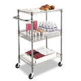Alera ALESW342416BA 28 in. x 16 in. x 39 in. 500-lb. Capacity Three-Tier Wire Rolling Cart - Black Anthracite Alera