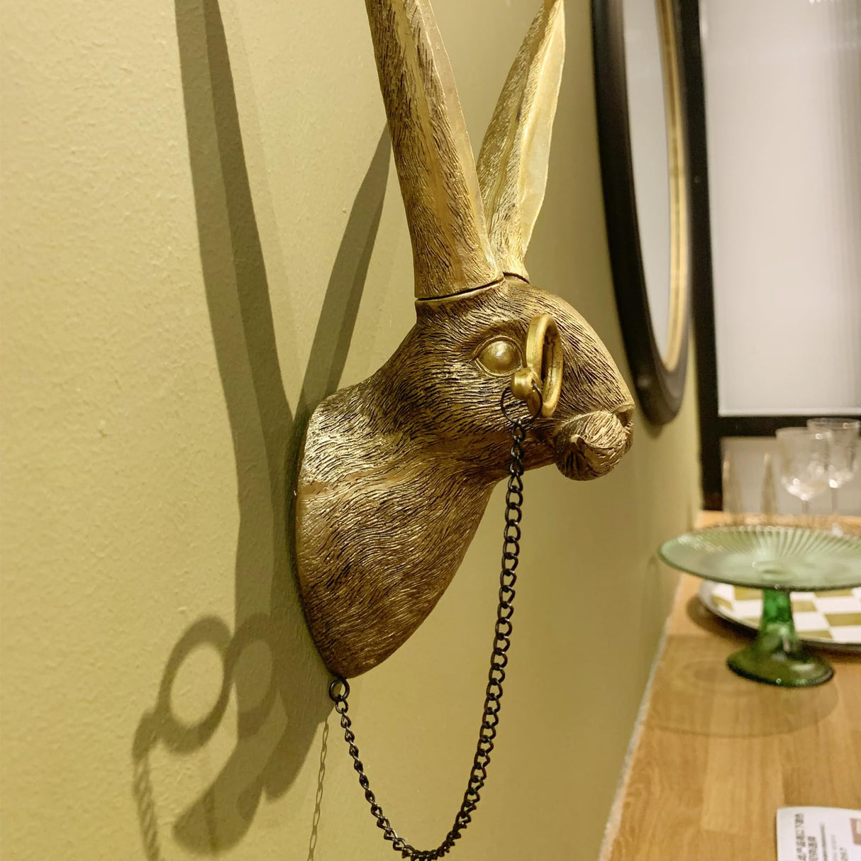 GUASDIE Animal Heads Wall Decor, Faux Deer Head Mount, Animal Sculptures Wall Decor, Resin Animal Head Wall Hanging Decoration for Living Room Bedroom Kitchen Gift,Rabbit GUASDIE