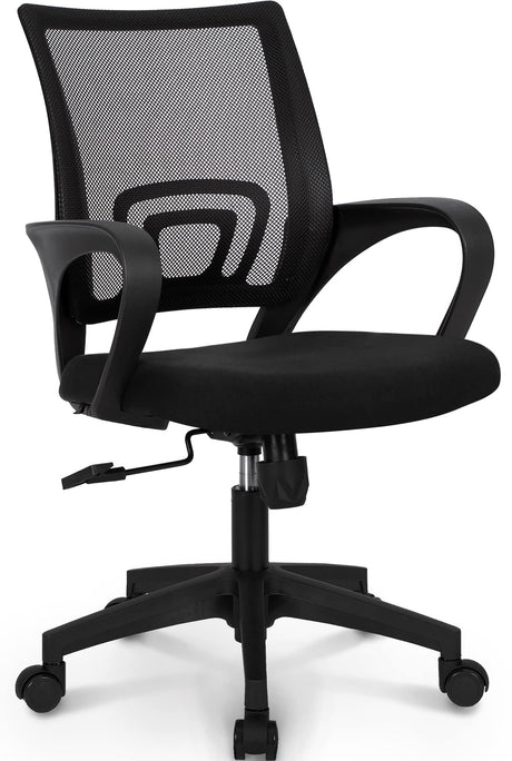 NEO CHAIR Office Chair Computer Desk Chair Gaming Ergonomic Mid Back Cushion Lumbar Support with Comfy Mesh Adjustable Swivel Rolling Home (Black) NEO CHAIR
