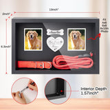 Dog Memorial Gifts for Loss of Dog, Pet Memorial Dog Picture Frame 13" Wooden Shadow Box Display with Collar & Leasd Holder, Sympathy Gift for Loss of Dog/Cat, Wall Hanging & Tabletop (Dark Grey) FITWOWFIT