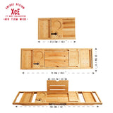 XcE Foldable Bathtub Tray Expandable to 105cm for Luxury Bath, Bath Tray for Bathtub (Bamboo) XcE