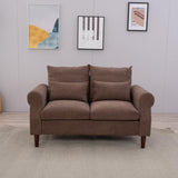 Panana Modern Sofa 54.5" Loveseat Couch with Cushion Back and Arms, 2 Seater Sold Wood Legs Sofa (Brown Linen, Rolled arm) Panana