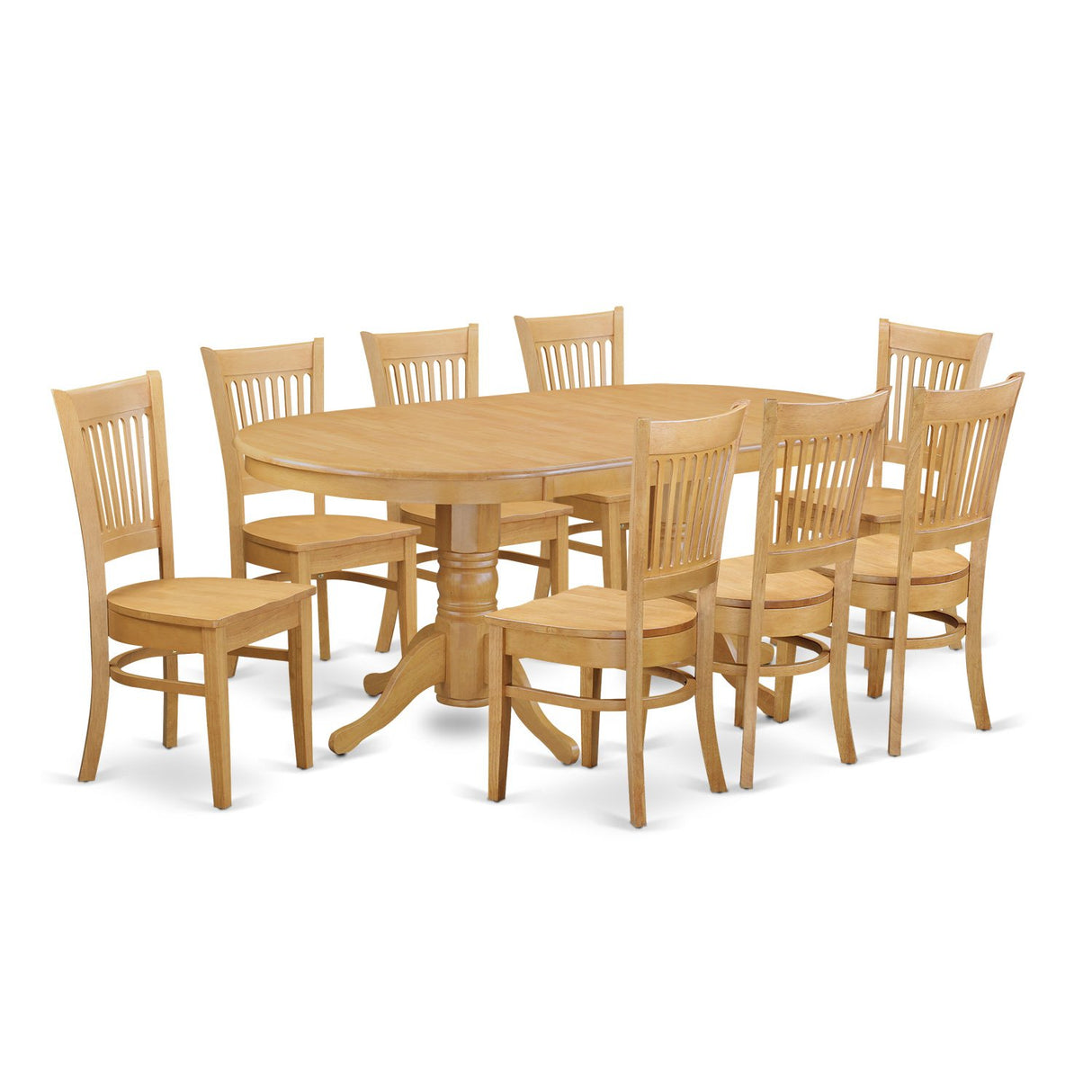 East West Furniture VANC9-OAK-W 9 Piece Dining Set Includes an Oval Dining Room Table with Butterfly Leaf and 8 Kitchen Chairs, 40x76 Inch, Oak East West Furniture