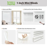 DEZ FURNISHINGS Cordless 1" Mini Blind, Room Darkening, 27" W x 64" H, Pearl White DEZ FURNISHINGS