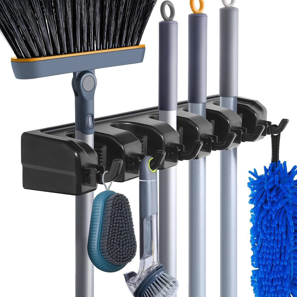 HYRIXDIRECT Wall Mount Broom Mop Holder Hanger Garden Tool Organizers Rack Garage Laundry Room Organizations and Storage with Hooks Heavy Duty HYRIXDIRECT