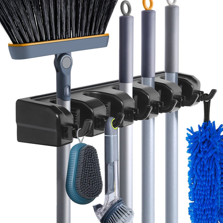 HYRIXDIRECT Wall Mount Broom Mop Holder Hanger Garden Tool Organizers Rack Garage Laundry Room Organizations and Storage with Hooks Heavy Duty HYRIXDIRECT