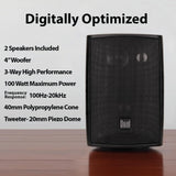 Dual Electronics 4" 3-Way High Performance Outdoor Indoor Speakers with Powerful Bass, Effortless Mounting Swivel Brackets, All Weather Resistance, Sold in Pair, LU43PB Dual Electronics