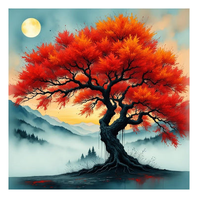 SJUTOUCI Tree Diamond Painting Kits for Adults, Diamond Art Kits for Beginners, 5D DIY Full Drill Gem Craft Art for Home Decor Gift 12x12 inch, Fall