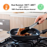 HOTEC Premium Stainless Steel Locking Kitchen Tongs with Silicon Tips, Set of 2-9" and 12" HOTEC