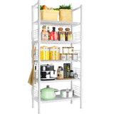 FUTASSI Metal Storage Rack, Storage Organizer Shelves for Kitchen, Bathroom, Living Room, Balcony and Garage, 5 Tiers Narrow Bookshelf, 21.2" W x 9.4" D x 59.2" H, Load 400lbs, White FUTASSI