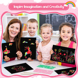 90 Pcs Scratch Art Paper Rainbow Sets, Scratch Paper Rainbow Black Scratch Off Paper Art Gifts for Kids Art Craft Supplies Kits Prudiut