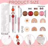 Colarr 24 Sets Plastic Beadable Pens DIY Pens Making Kit Assorted Wood Beads Crystal Spacer Black Ink Ballpoint for Women Crafts Office Family Gifts(Rainbow) Colarr