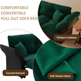 Neylory 74.8" Queen Pull Out Sofa Bed, 3 in 1 Convertible Sleeper Sofa, Velvet Loveseat Couch for Living Room, Apartment, Small Space, Green Neylory