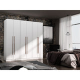 Manhattan Comfort Gramercy 3-Sectional Wood Wardrobe Armoire Closet in White Manhattan Comfort