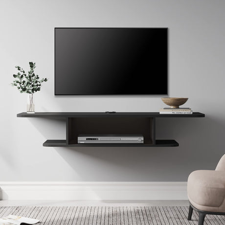 FITUEYES Floating Entertainment Center Wall Mounted Media Console TV Stand Component Shelf TV Wall Cabinet, Black FITUEYES