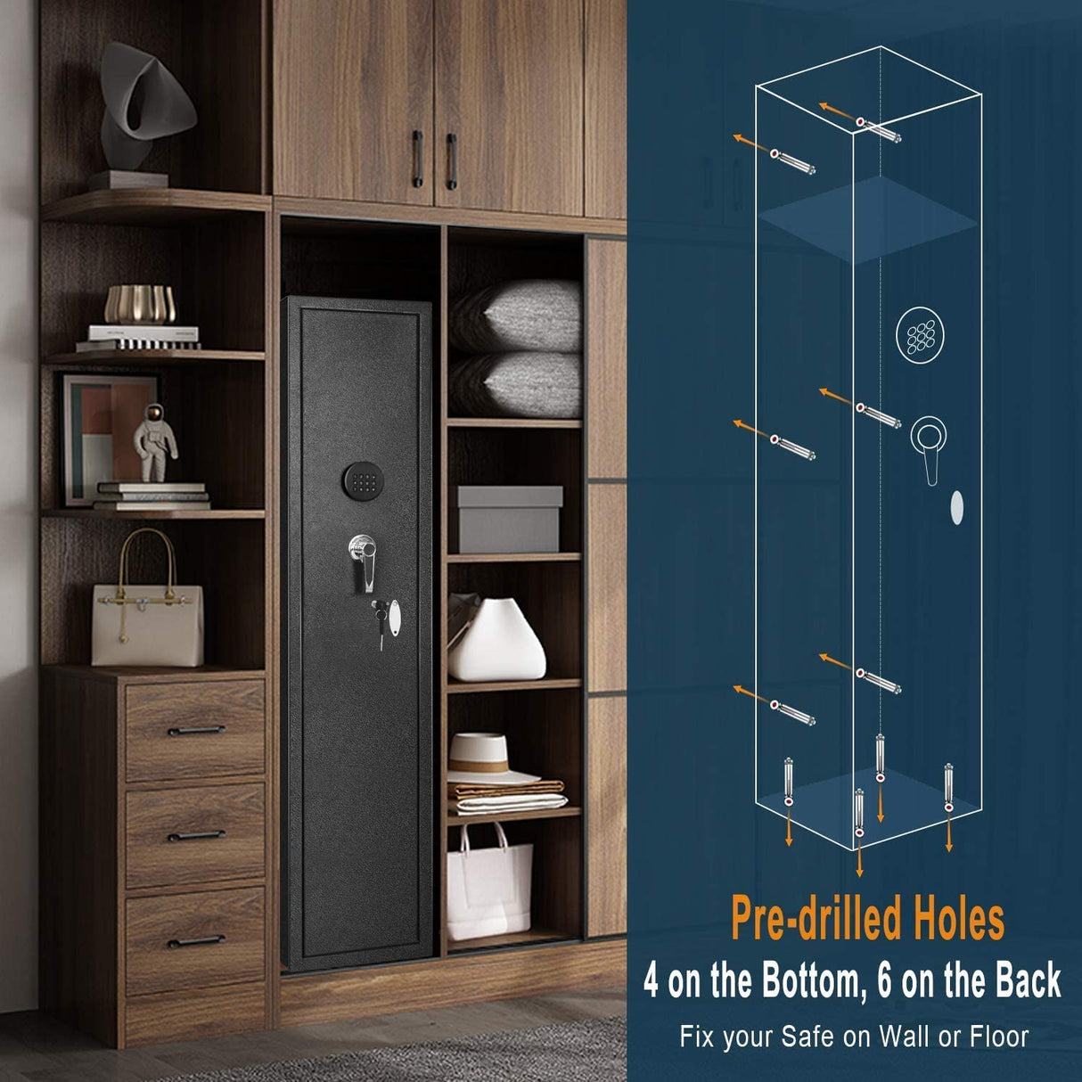 INTERGREAT [2024 NEW] 3-5 Rifle Gun Safe with Light, Long Gun Safes for Rifles and Shotguns, Quick Access Rifle Safe for Home Rifles and Pistols, Large Gun Cabinet for Rifles with keypad Lock, Metal INTERGREAT