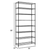 Finnhomy 8-Tier Wire Shelving Unit - Adjustable Steel Rack, 14x36x80 Inches, 8 Metal Shelves for Pantry and Garage Storage - NSF Certified, Black Finnhomy