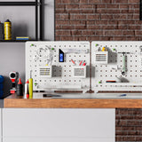 PEGZONE Clamp-on Desk Pegboard, Desk Organizer for Office Gaming Home, Magnetic Metal Peg Board with 10 Accessories, Privacy Panel for Office, 16.5" x 12.6", Medium, White PEGZONE