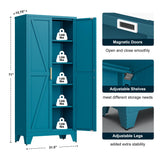 LCAOPC 71" Tall Metal Storage Cabinet with 2 Doors and 4 Adjustable Shelves, 5-Tier Kitchen Pantry Storage Cabinet for Kitchen, Living Room, Dining Room and Office, Blue LCAOPC