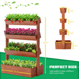 DoCred Vertical Wooden Raised Garden Bed, 4 Tier Garden Planters Freestanding Wood Plant Stand Flower Rack Wooden Planter Box for Plants Herbs Flowers Vegetables Outdoor Indoor Gardening DoCred