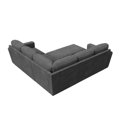 HONBAY Modular Sectional Sleeper Sofa with Pull Out Bed, Corduroy L Shaped Couch with Storage Seats, Convertible Sectional Couches for Living Room, Dark Grey