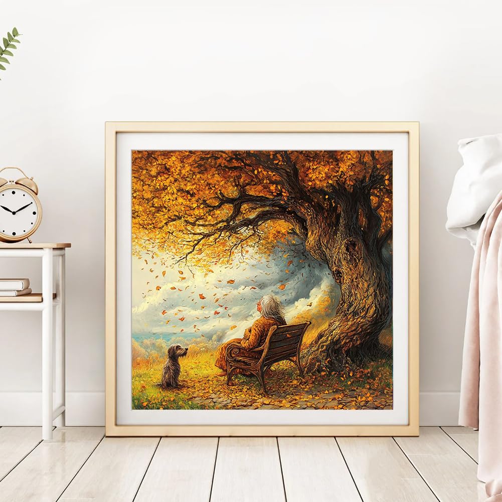 DPDAKIT Fall Diamond Art Kits for Adults, Landscape Diamond Painting Kits for Beginner, 5D DIY Round Full Gem Art Crafts for Home Wall Decor Gift, 12x12inch DPDAKIT