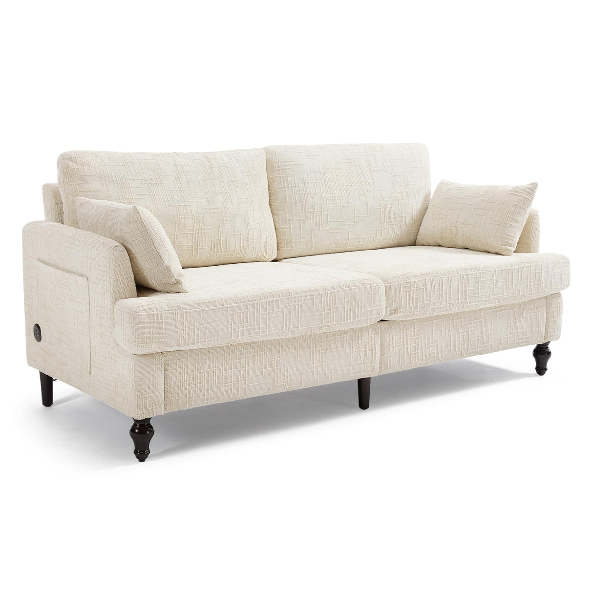 HOMEFUN Small Loveseat Couch for Living Room, 68" Modern Style Chenille 2-Seater Sofa with USB Charger、LED Lights and Storage Pocket HOMEFUN