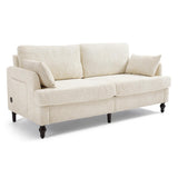 HOMEFUN Small Loveseat Couch for Living Room, 68" Modern Style Chenille 2-Seater Sofa with USB Charger、LED Lights and Storage Pocket HOMEFUN