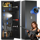 Lnoauys 8-10 Gun Safe for Rifles and Pistols, Gun Cabinets for Rifles and Shotguns, Long Gun Safe for Home Rifle and Pistols with Dual Alarm & Mute Mode, Gun Cabinet with Quick Access and Gun Rack Lnoauys