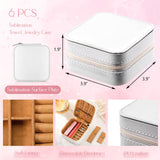 Tondiamo 6 Pcs Sublimation Travel Jewelry Case Small Travel Jewelry Box Portable Jewelry Organizer Mother's Day Travel Gifts(White) Tondiamo