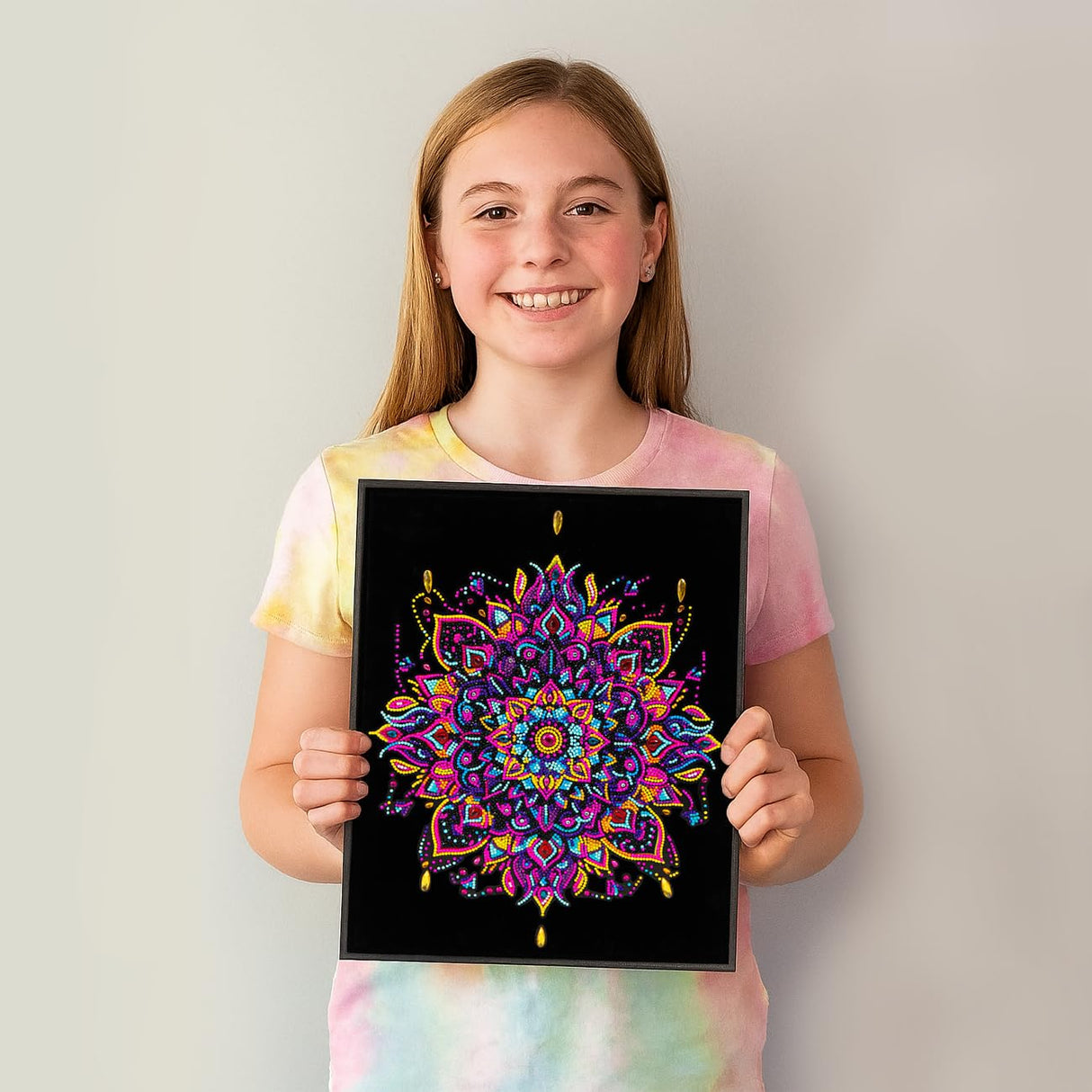 DIAMOND DOTZ Neon Flock Mandala Diamond Painting Kits for Adults - Colorful Diamond Art Kits a Relaxing Creative Craft Kit with Dotz Gems 18x14 DIAMOND DOTZ