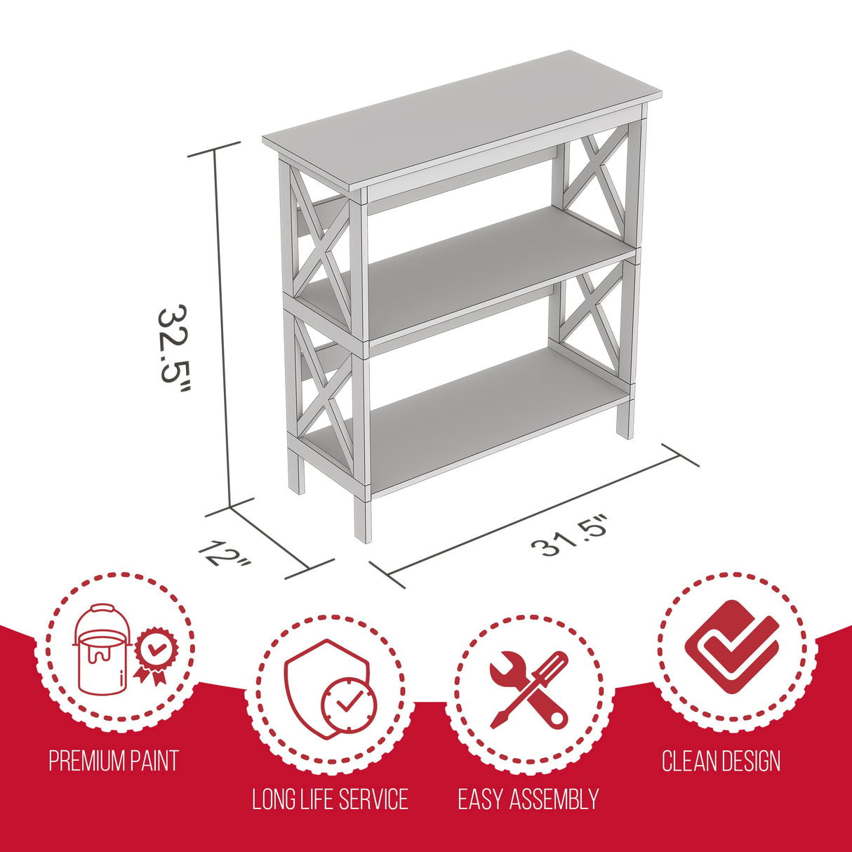 Safdie Console Sofa Table, 11.82" L x 31.5" W x 32.5" H, White Safdie
