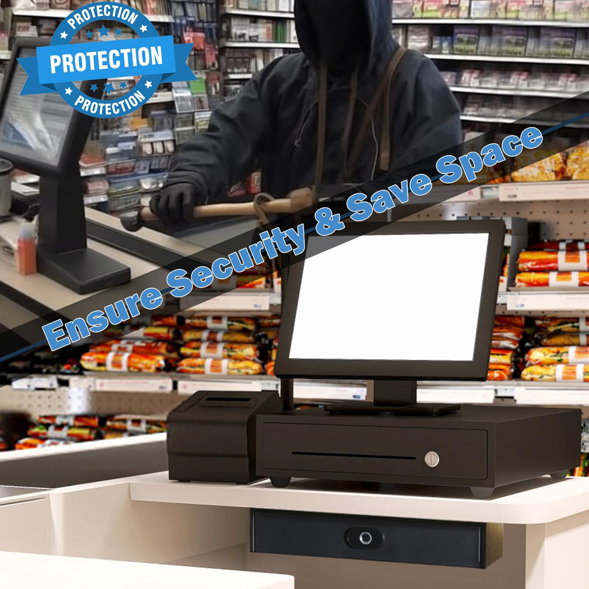 SAFEACET Biometric Drawer Pistol Safe Steel, Quick Access Under Desk Smart Gun Safe Box with LED Light, for Home Store Nightstand Jewelry Handgun Organizer SAFEACET