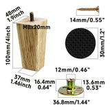 bociloy 4PCS 4 Inch Solid Wood Furniture Legs, Square Wooden Sofa Couch Feet Leg Replacement for Desk Cabinet Bench Dresser Chair Bookcase Risers Parts, Log Stain bociloy