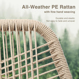 Halitaa Bar Stools Set of 2, Counter Height Barstools with Backrest and Cushion, Modern Rattan Wicker Patio Stools for Kitchen Patio Balcony Pool Outdoor Accent Counter Chairs, White Halitaa