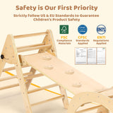 YOLEO Pikler Triangle Set, Foldable 7-in-1 Montessori Climbing Set Fun Baby Pickler-3 Piece Climbing Jungle Gym and Indoor Playground Climbing Toys for Toddlers 1-3 Inside (Natural, Standard Version) YOLEO