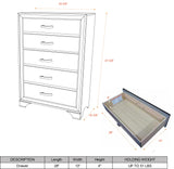 Kings Brand Furniture – 6-Piece Gray Wood with Faux Leather Headboard King Bedroom Set. Bed, Dresser, Mirror, Chest, 2 Night Stands Kings Brand Furniture