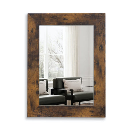 Wood Mirror with Frame Rustic 24X32 Inch Wall Mounted Rustic Vanity Mirror with Large Wood Frame Decorative Farmhouse Bathroom Mirror, for Bedroom,Living Room,Entryway Wall Decor(Horizontal/Vertical) Syndra