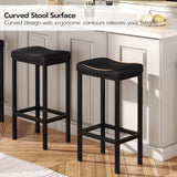 HOOBRO Bar Stools, Set of 2 Bar Chairs, Counter Height Stools, Saddle Stools with Curved Surface, Kitchen Stools, 24.8 Inches, 2.4" Thick Upholstery, for Kitchen, Dining Room, Cafe Black BB10BY01 HOOBRO