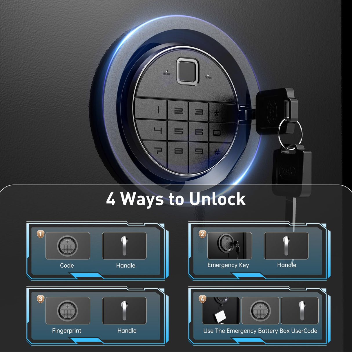 HEANVO 3-5 Gun Safes for Home Rifle and Pistols, Rifle Gun Safe for Shotguns, Quick Access Biometric Large Gun Cabinet Lock, Adjustable Rack Gun Safe HEANVO