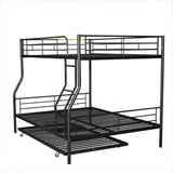 Harper & Bright Designs Full XL Over Queen Metal Bunk Bed with Trundle, Ladder & High Guardrail, Able to Split, Noise Free, Heavy-Duty Steel Loft Bed Frame with Safety Rail for Bedroom, Dorm (Black) Harper & Bright Designs