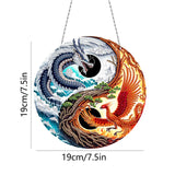 Generic DIY Hanging Diamond Pendant Special Shaped Crystal Diamond Art Painting Ornament Single Sided for Window Home Garden Wall Door Decor-Dragon & Phoenix Generic