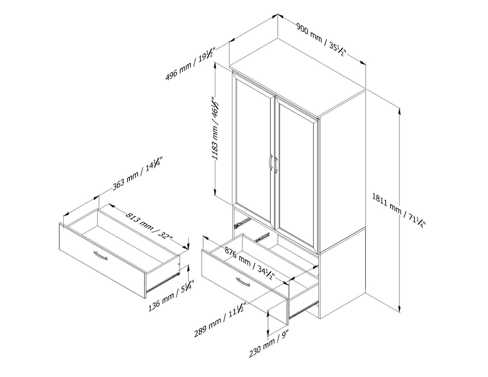 South Shore Acapella Wardrobe Armoire, Pure White - WoodArtSupply