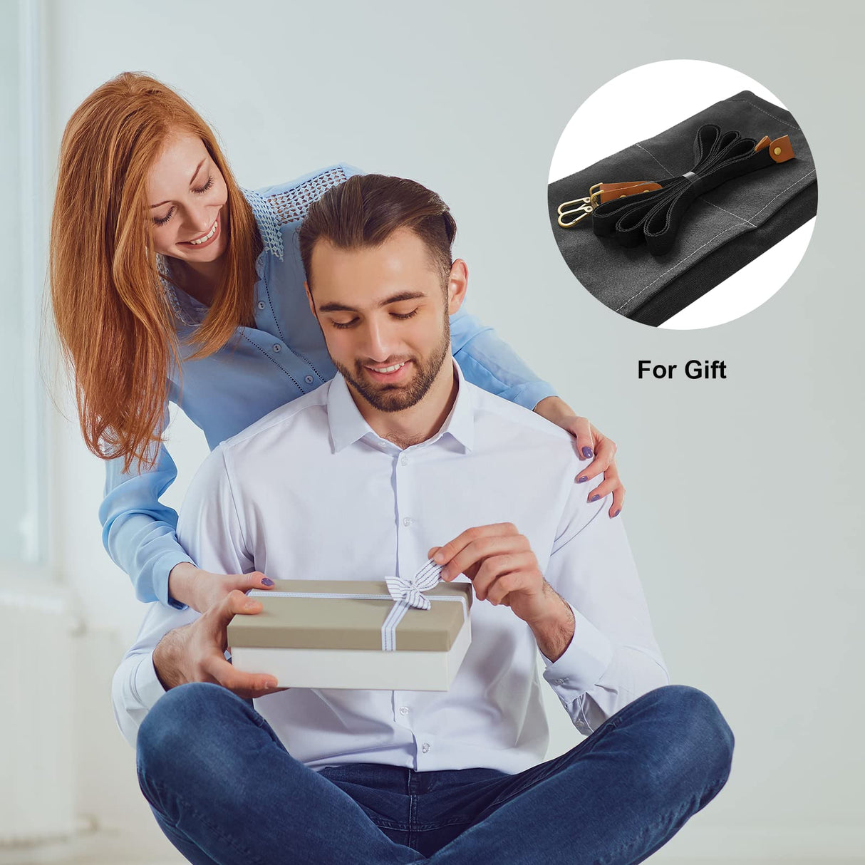 OUNLEN Chef Apron for Men Women Canvas Aprons with 3 Pockets Cross Back Resistant Work Apron for Cooking Grilling Baking BBQ Barber Kitchen (Black) OUNLEN