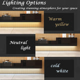 MOUMON Floating TV Console Media Console with High Gloss Drawers & Lights, Modern Wall Mounted TV Stand Floating Media Center for Living Room Black (110.2”W x 11.8”D x 9.4”H) MOUMON