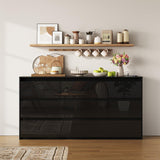 Halitaa Black TV Stand, Storage Cabinet with 9 Drawers for Bedroom Modern Large High Gloss Cabinet for Living Room Office(63" W) Halitaa