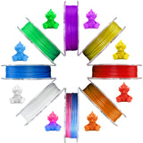 AOSEED 3D Printer Filament Set, 1.75mm (± 0.03 mm) PLA Filament, Purple/Green/Blue/Yellow/White/Iridescent/Red/Orange 3D Printing Filament Bundle for Most of 3D Printer, 200g/0.44lbs x 8 Spools Pack AOSEED
